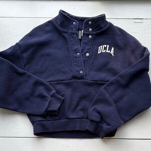 Divided UCLA Cropped Fleece Pullover Collegiate Navy Cowl Neck Sweater XS